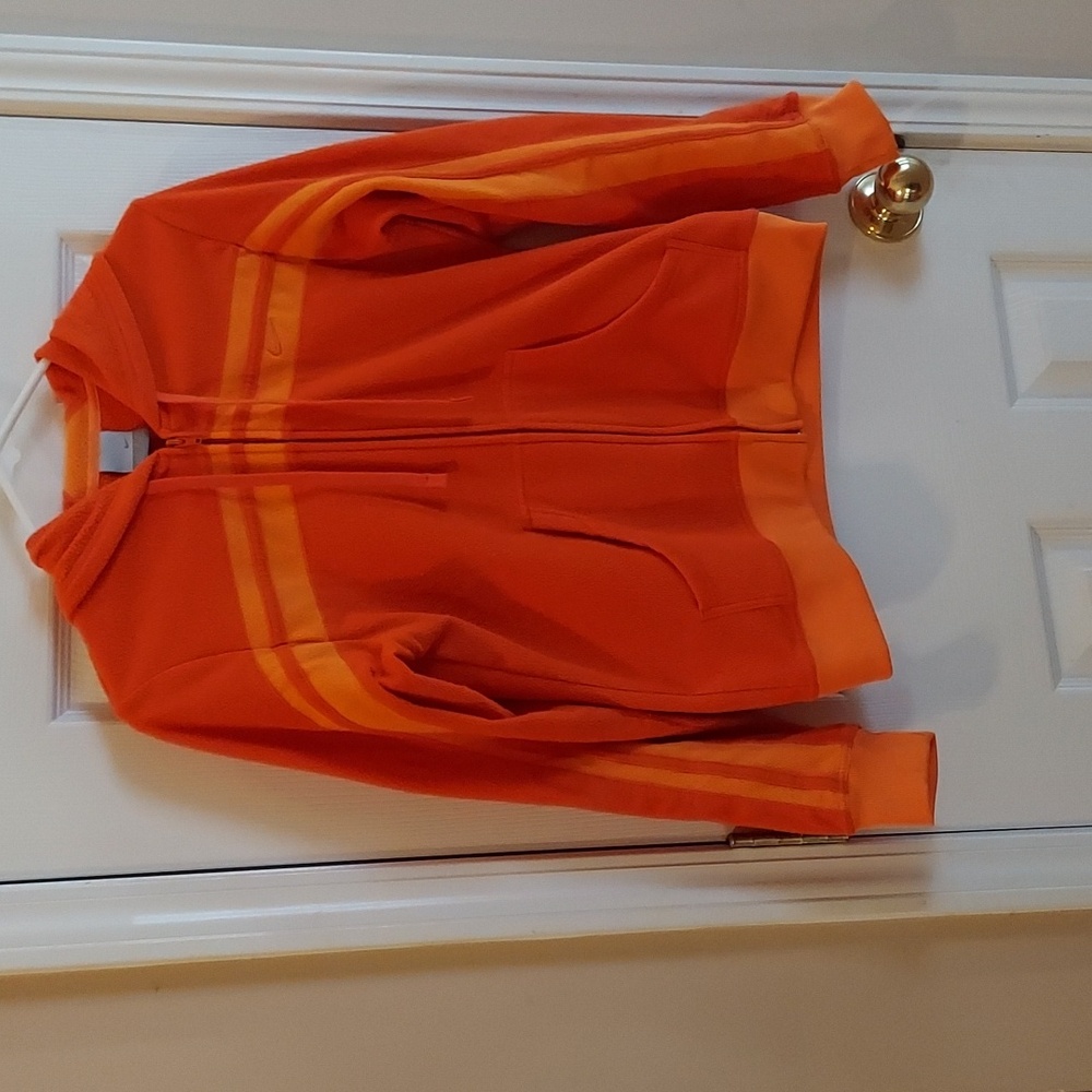 Y2k NIKE Full-zip Fleece Hoodie Jacket Women's Medium Orange